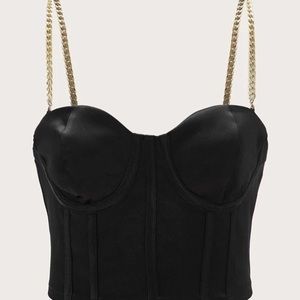 Satin bustier cami top w gold straps